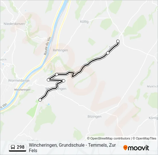 298 Bus Line Map