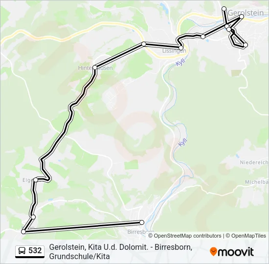 532 Bus Line Map