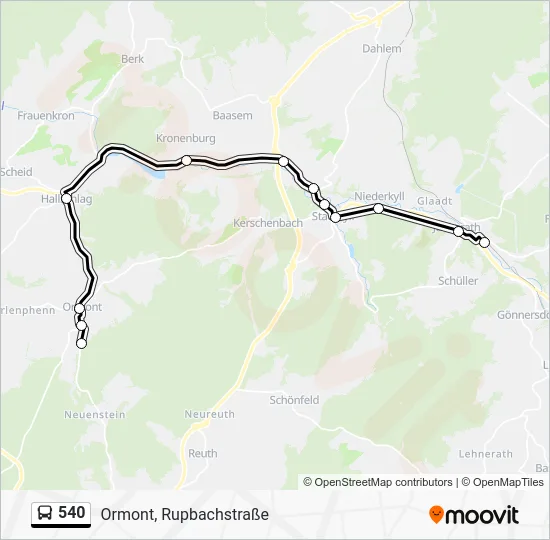 Автобус 540: карта маршрута