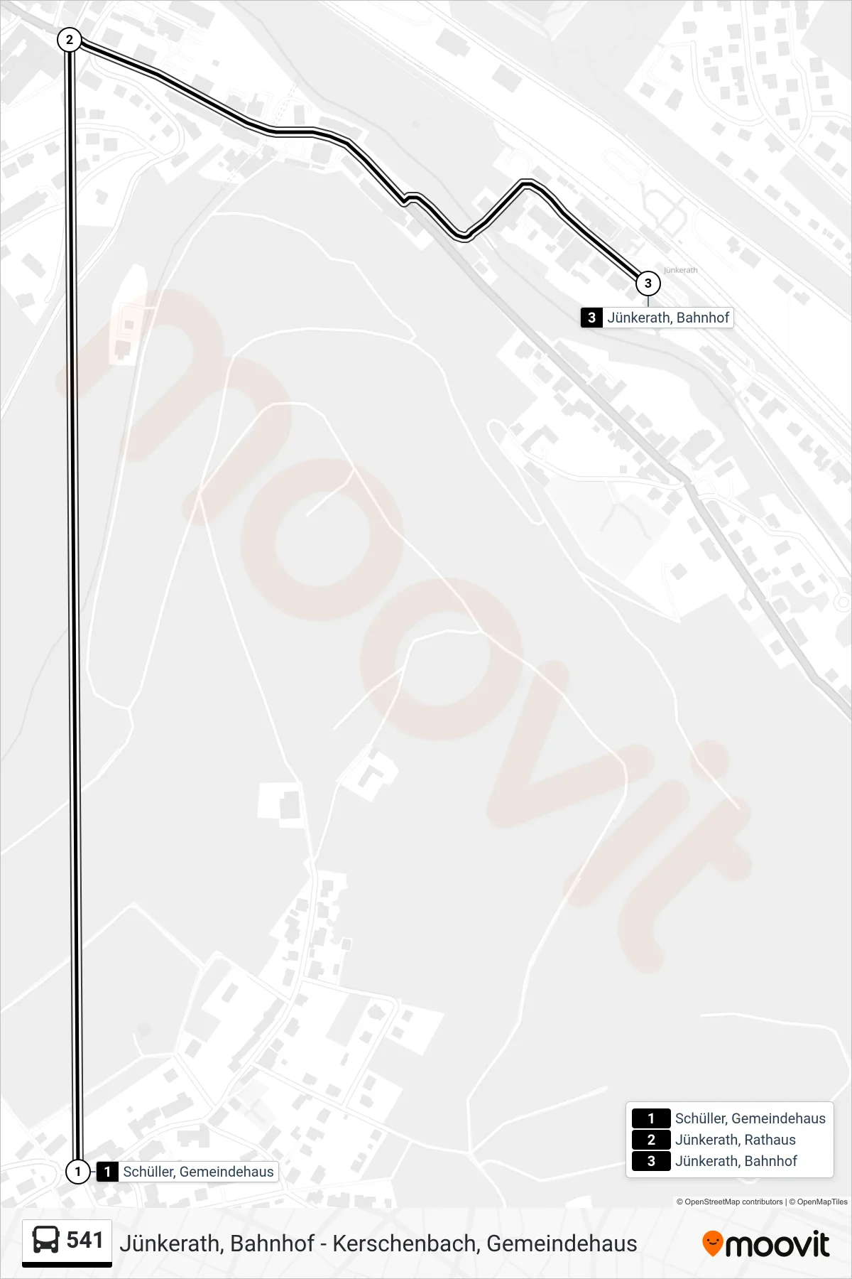 541 bus Line (Jünkerath, Bahnhof) route and stops on a map
