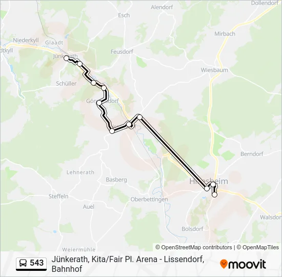 Автобус 543: карта маршрута