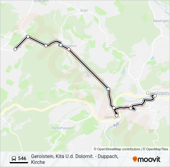 546 Bus Line Map