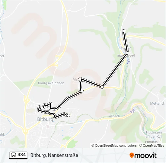 434 Bus Line Map
