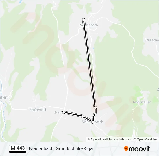 443 Bus Line Map