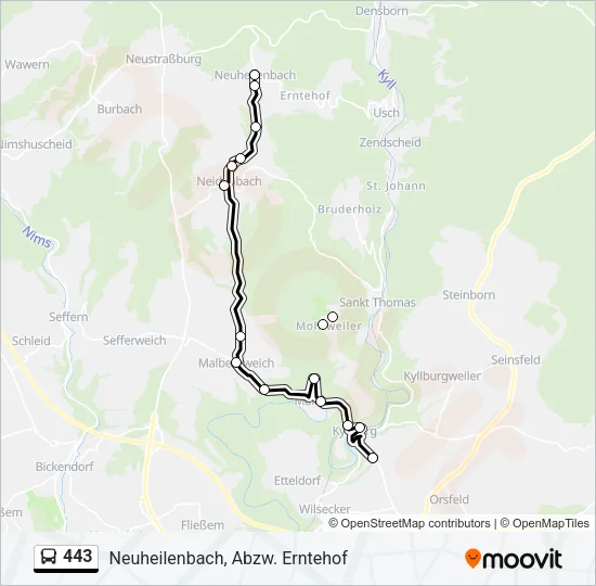 443 Bus Line Map