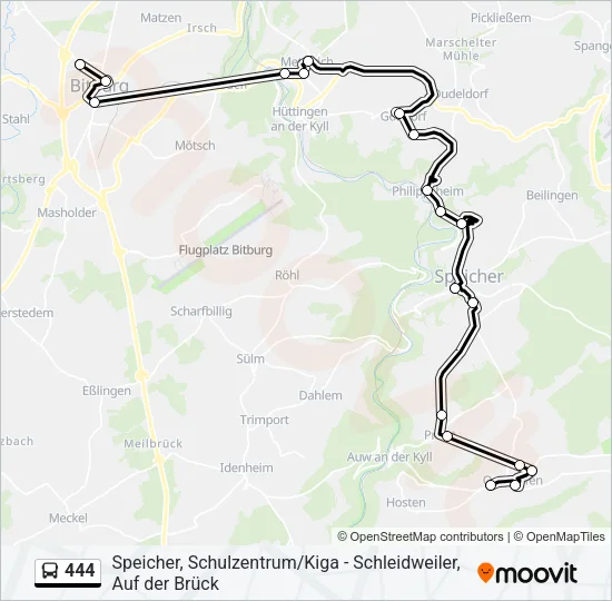 444 Bus Line Map