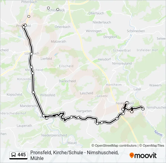 445 Bus Line Map