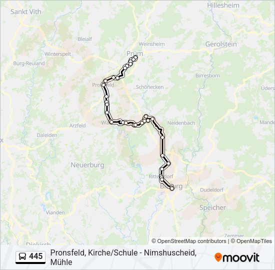 Автобус 445: карта маршрута