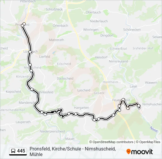 445 Bus Line Map