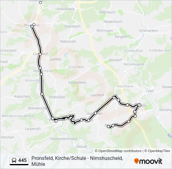 445 Bus Line Map