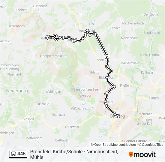 445 Bus Line Map