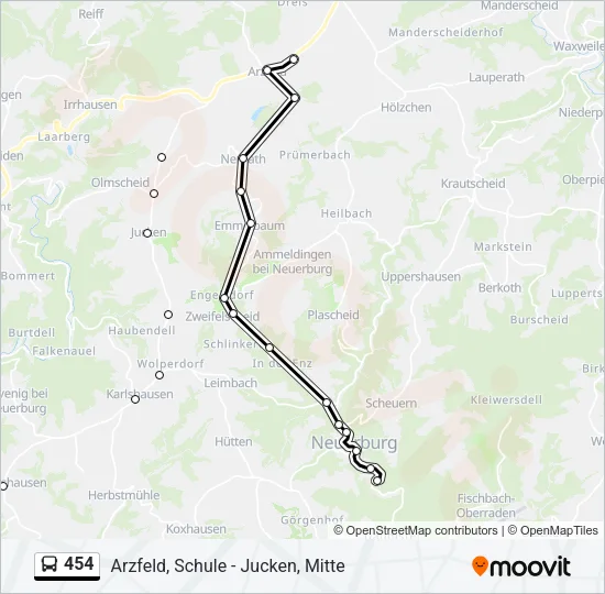 454 Bus Line Map