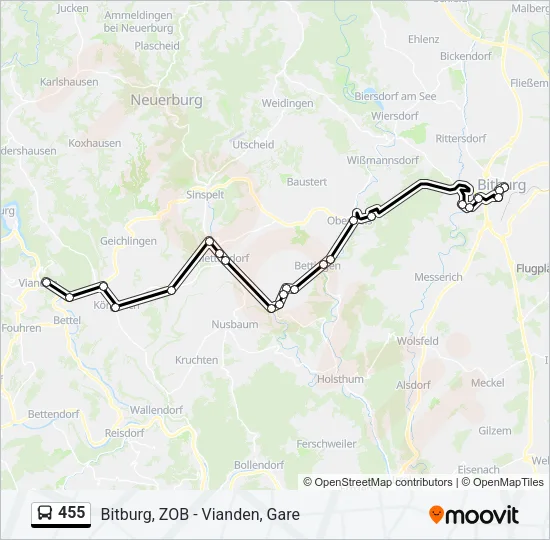 455 Bus Line Map