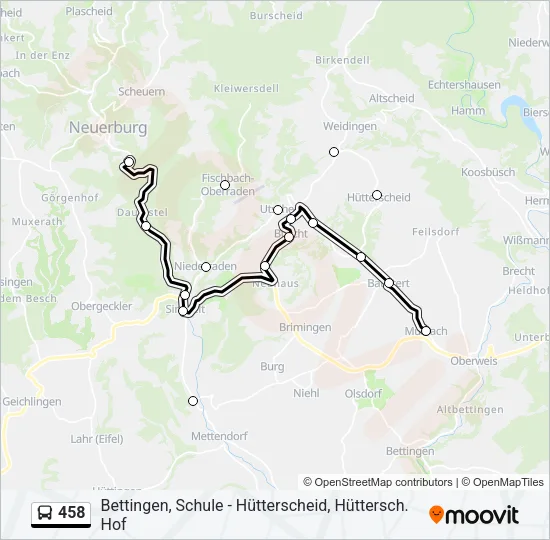 458 Bus Line Map