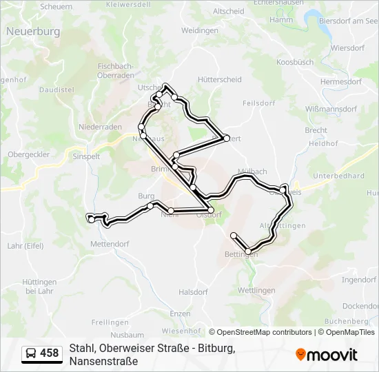 Автобус 458: карта маршрута