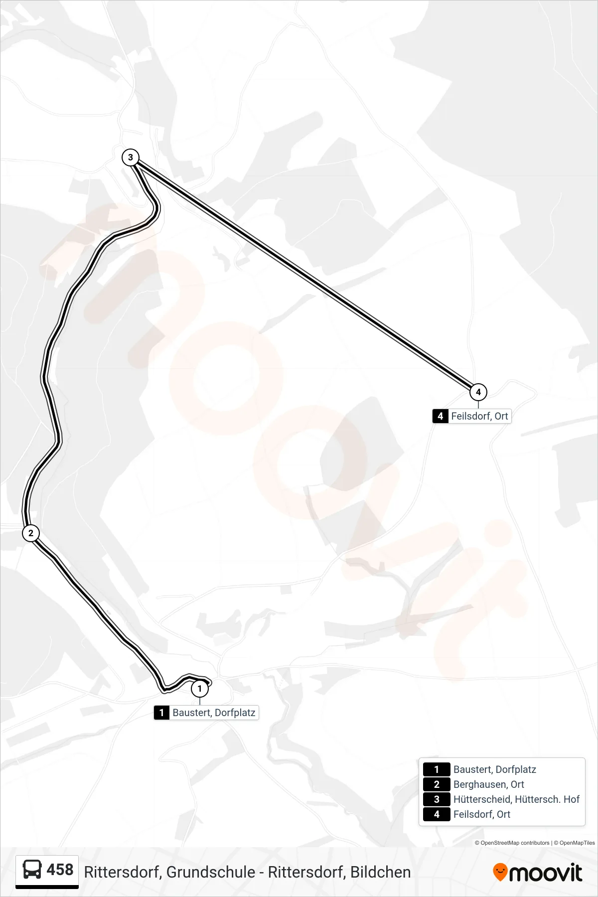 458 bus Line (Feilsdorf, Ort) route and stops on a map