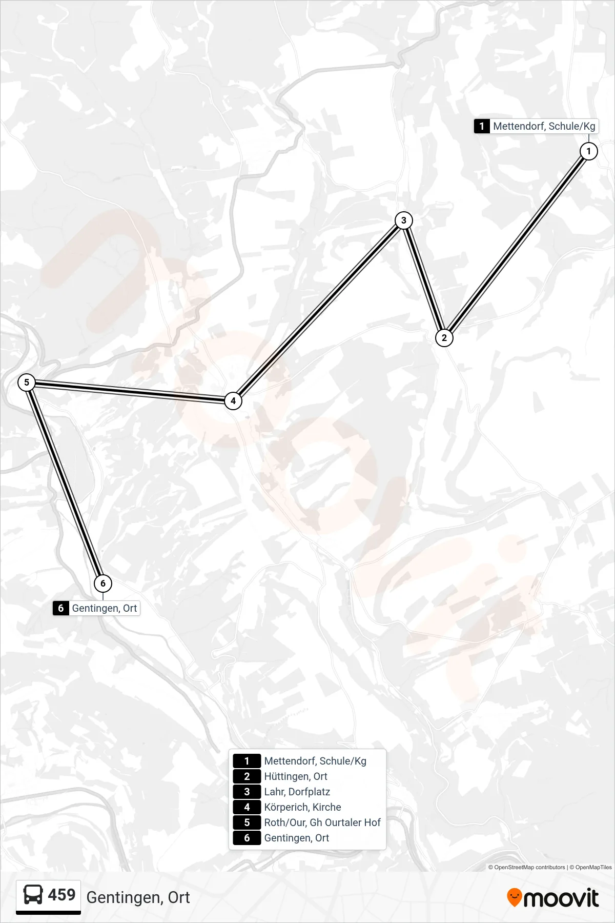 459 bus Line (Gentingen, Ort) route and stops on a map