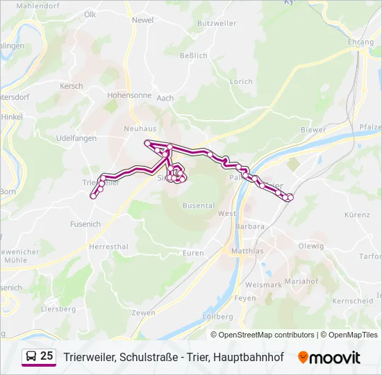 25 Bus Line Map