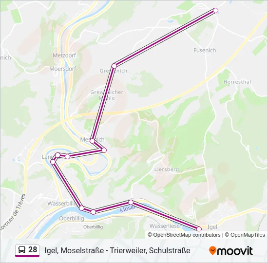 28 Bus Line Map