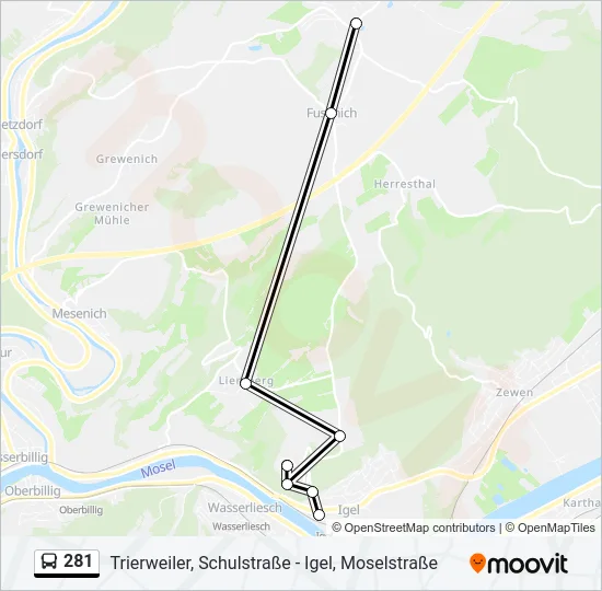 281 Bus Line Map