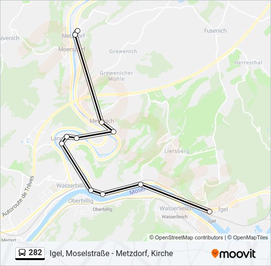 Автобус 282: карта маршрута