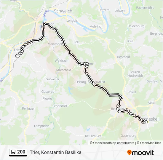Автобус 200: карта маршрута