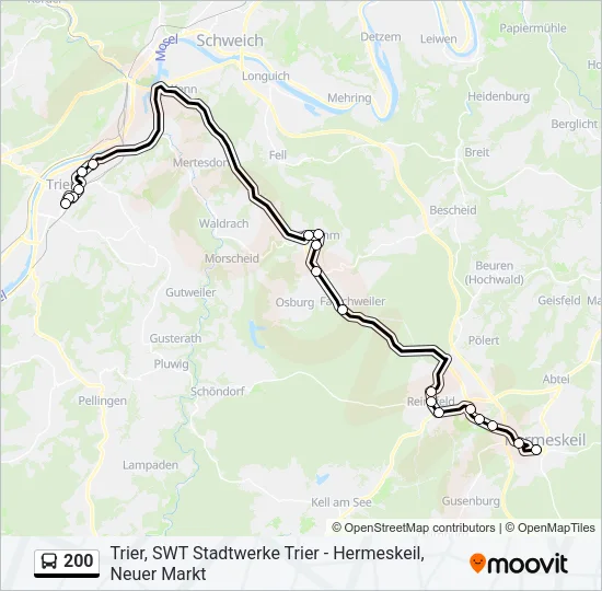 200 Bus Line Map