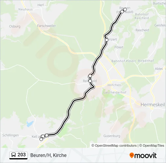 203 Bus Line Map
