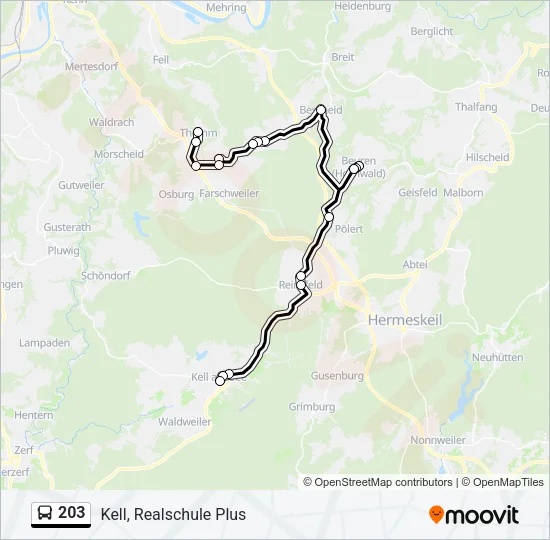 203 Bus Line Map