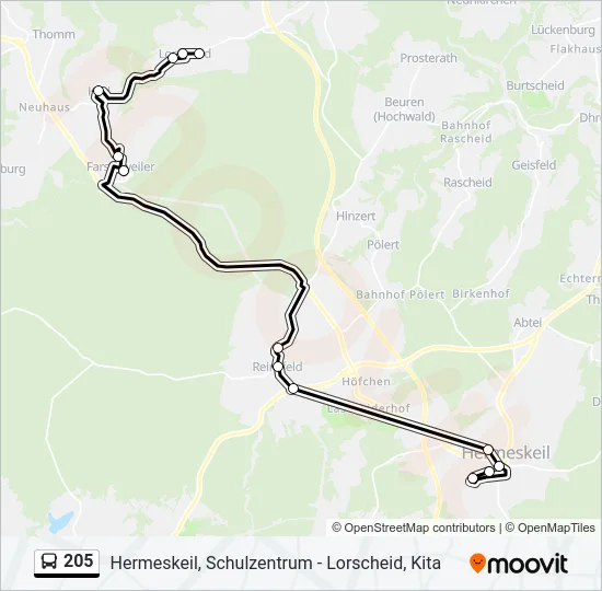 205 Bus Line Map