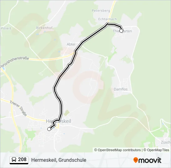208 Bus Line Map