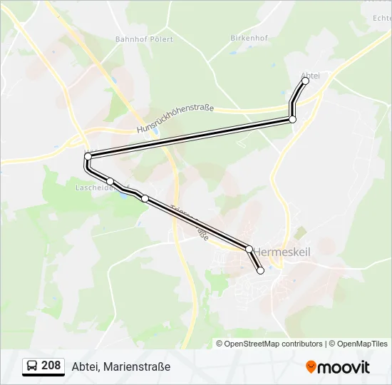 208 Bus Line Map