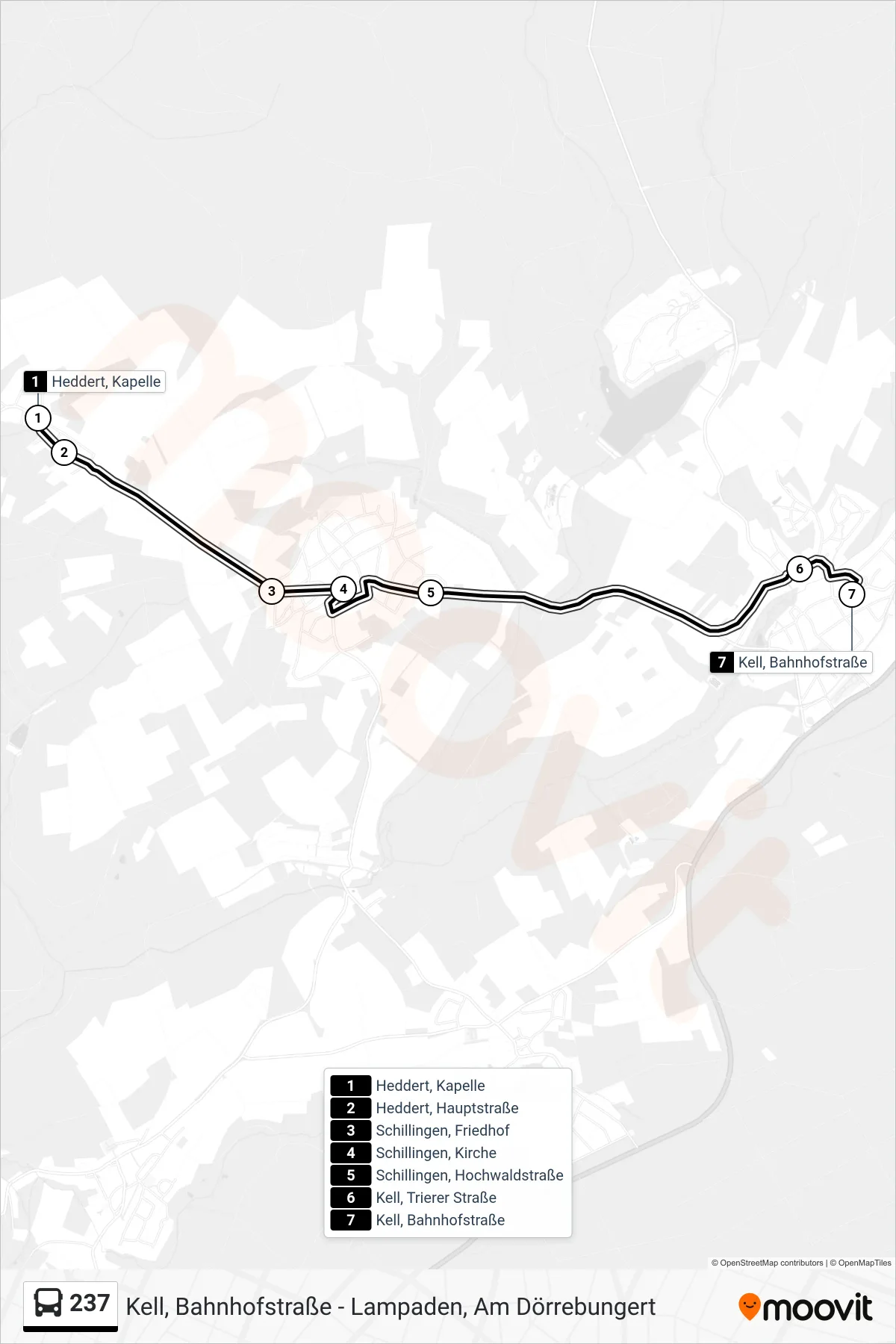 Linie 237 (Bus) Richtung Kell, Bahnhofstraße: Route und Haltestellen auf der Karte