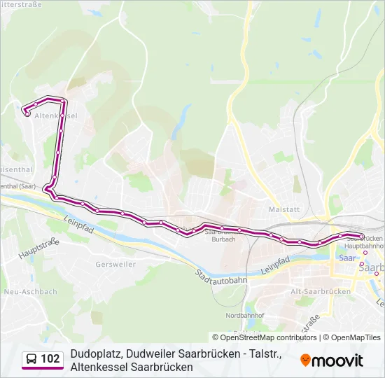 102 Bus Line Map
