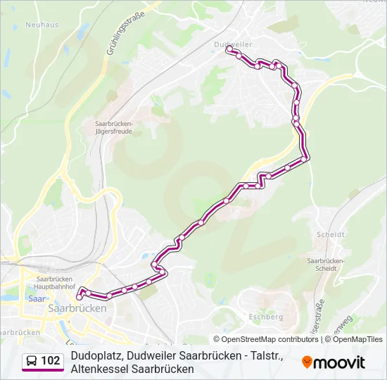102 Bus Line Map