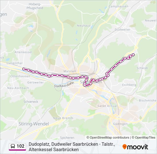 102 Bus Line Map