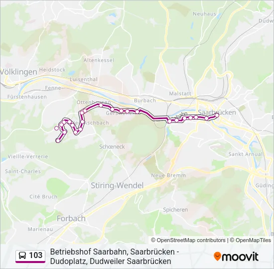 103 Bus Line Map