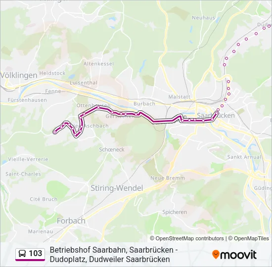 103 Bus Line Map