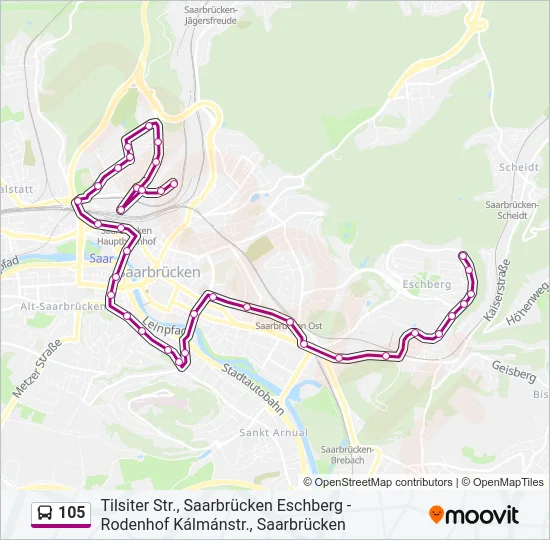 105 Bus Line Map