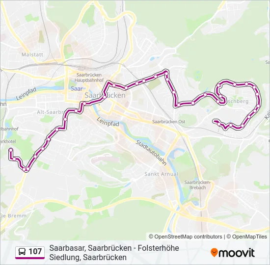 107 Bus Line Map