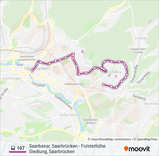 107 Bus Line Map