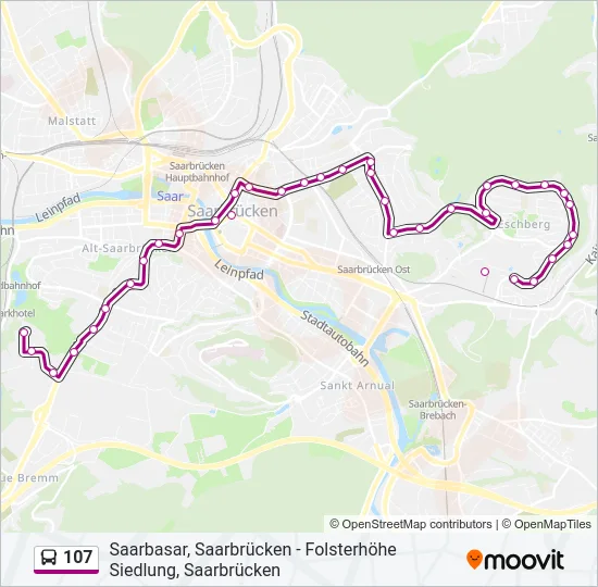 107 Bus Line Map