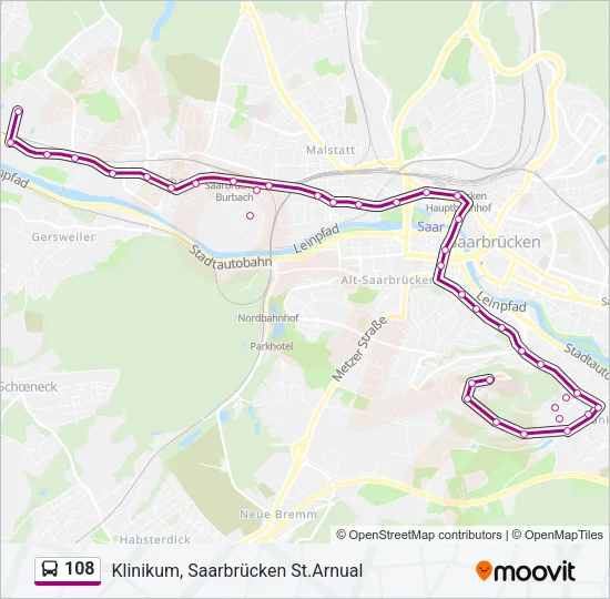 108 Bus Line Map