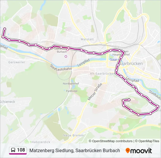 108 Bus Line Map