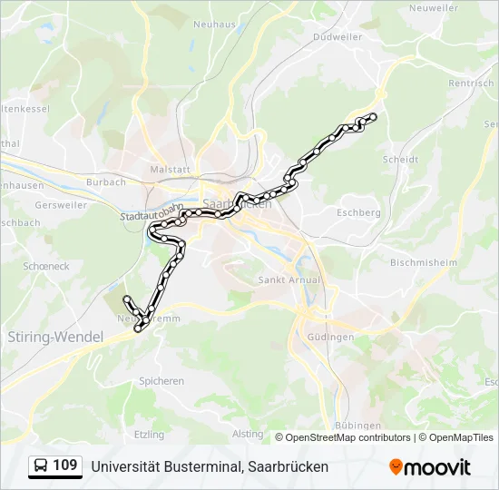 109 Bus Line Map