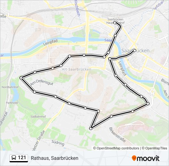 Автобус 121: карта маршрута