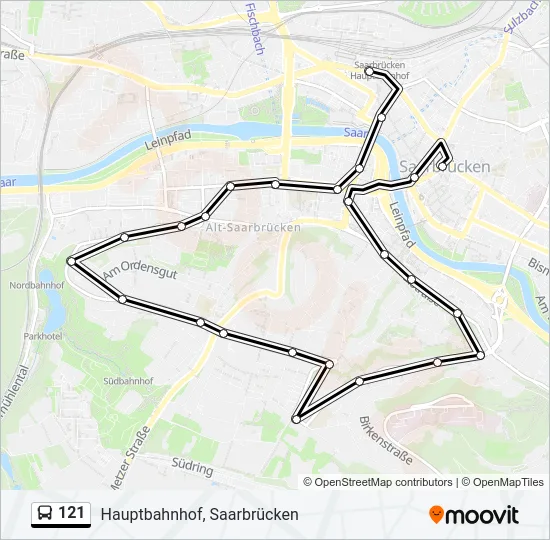 121 Bus Line Map