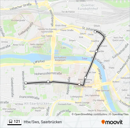 121 Bus Line Map