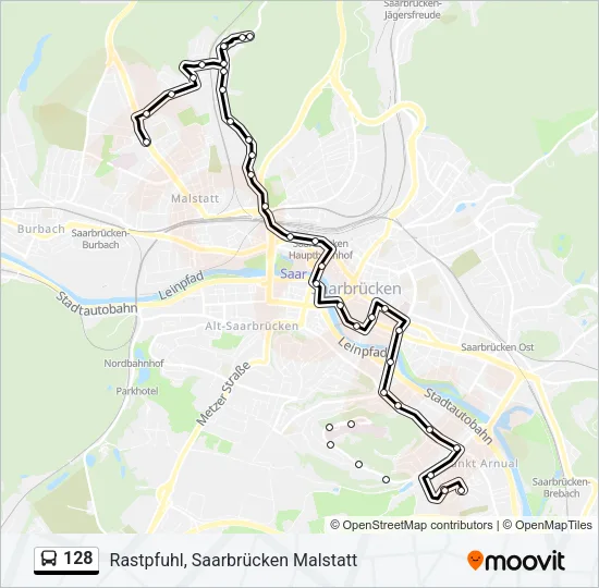 128 Bus Line Map