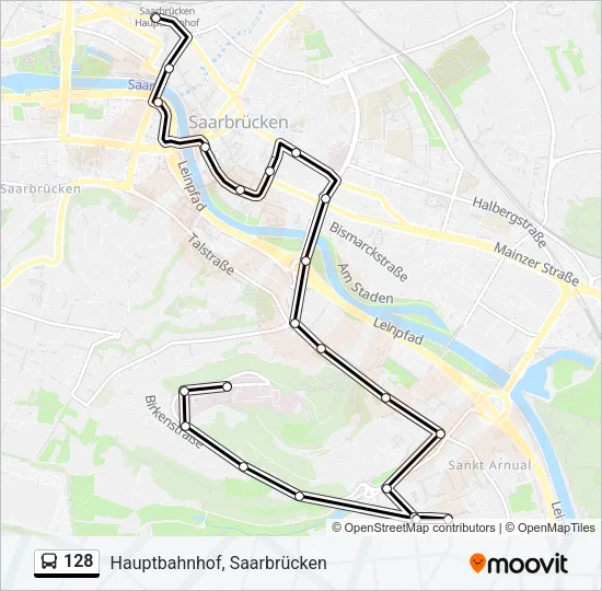 128 Bus Line Map